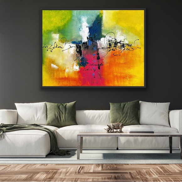 3D Vibrant Textured Abstract Painting on Stretched Canvas, Mod Bright Multicolor - Picture 5 of 7